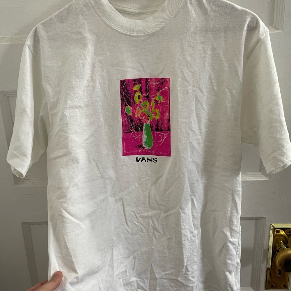 Vans White T-Shirt with Pink Graphic